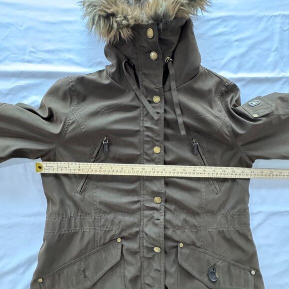 1 Madison Expedition Women's Faux Fur Trim Hood Parka Jacket Green Size Large - Picture 5 of 12